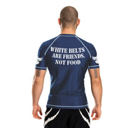 White Belts Are Friends Not Food Men's Short Sleeve Rashguard Back
